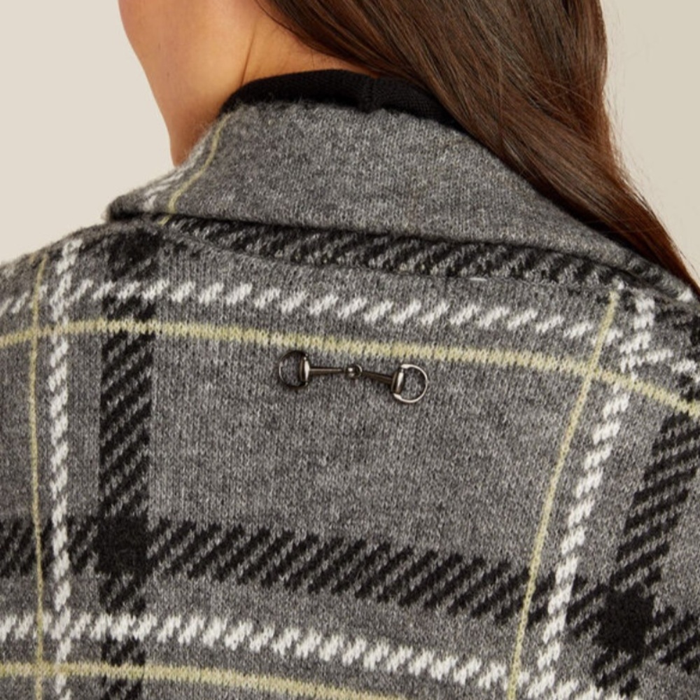 Ariat Gray Plaid Women's Sweater Coat - Picture 3 of 3